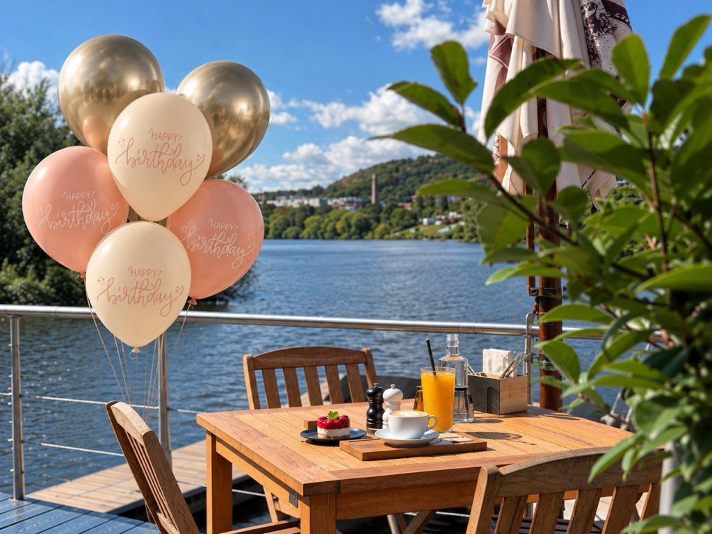 Crème Rose – balónková výzdoba oslavy v restauraci Podolka Praha