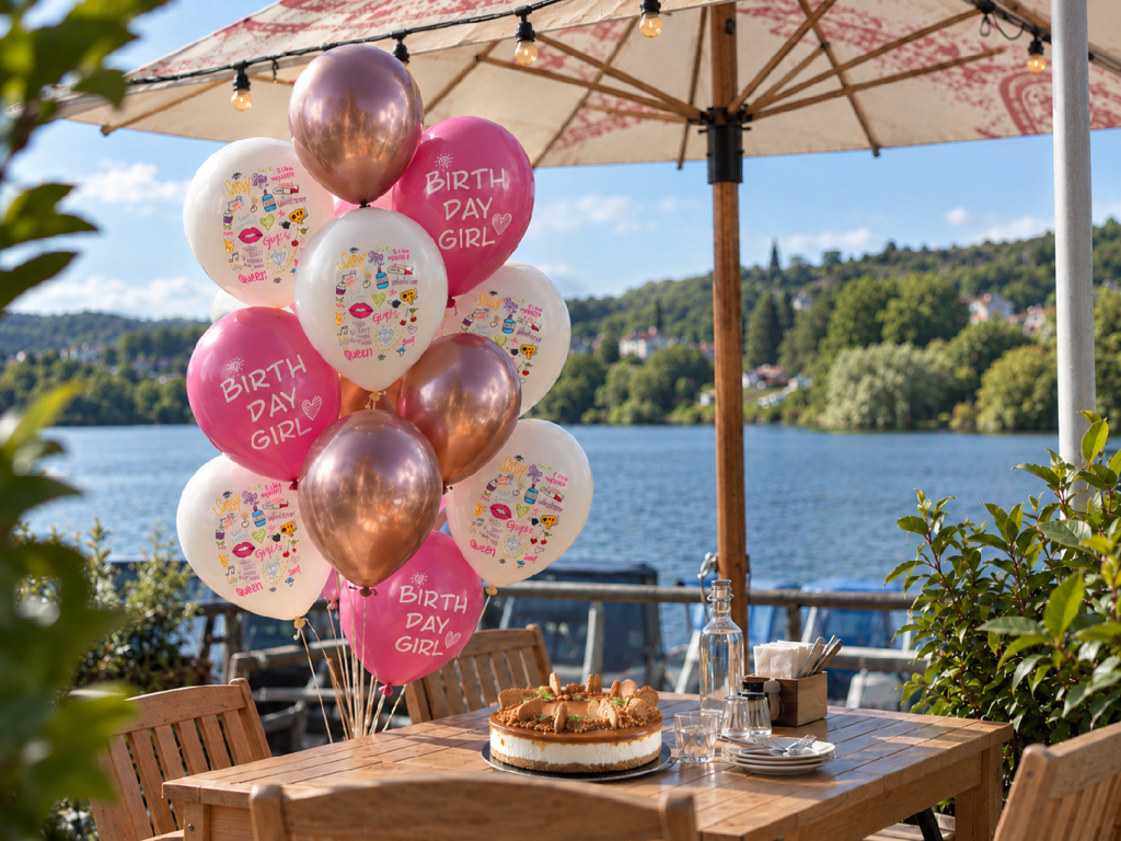 Latexové balónky Birthday Girl 12 ks – růžové balónky s heliem na dívčí narozeniny