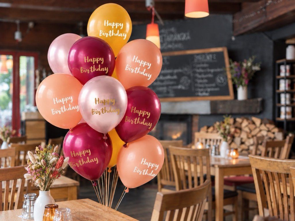 Happy Birthday – balónková výzdoba narozeninové oslavy v restauraci Podolka Praha